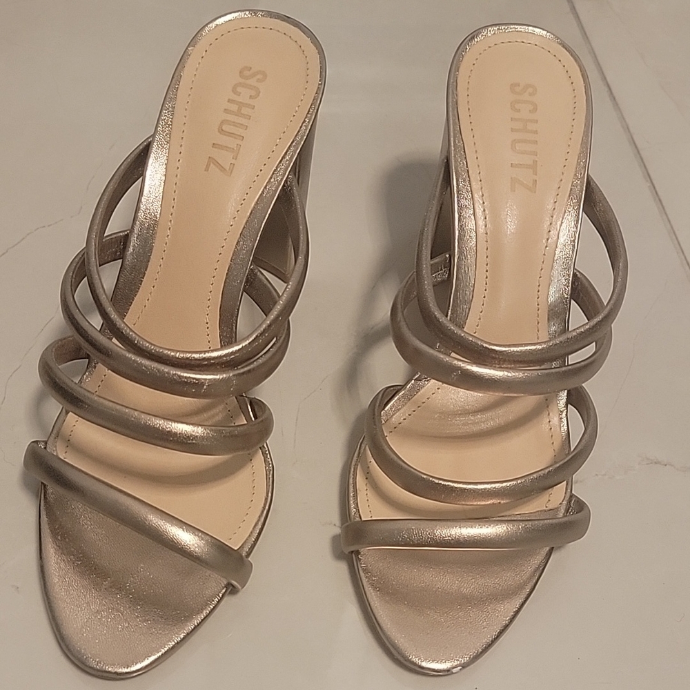 Schutz Women's Metallic Strappy Heels